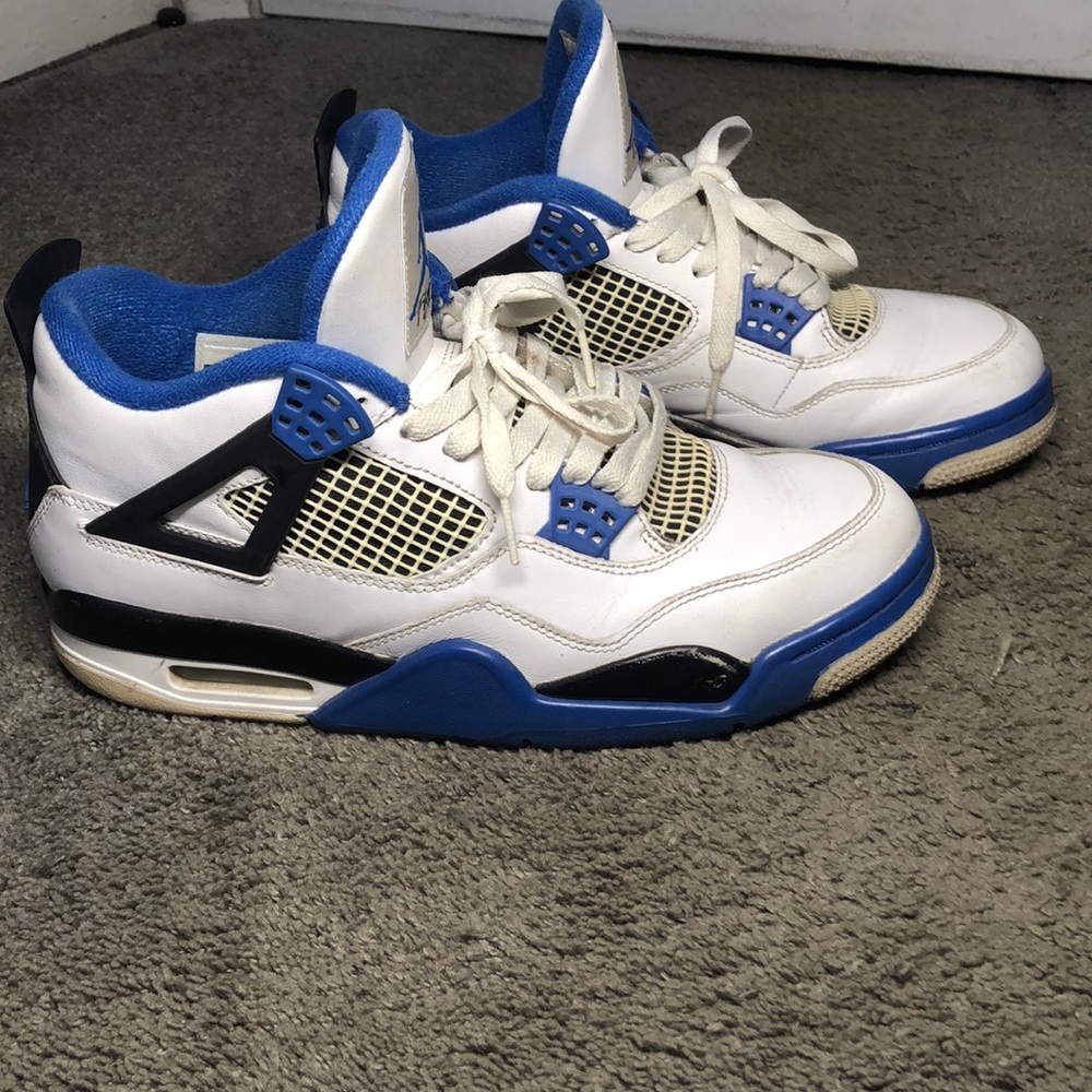 Black,blue & white Air Jordan Retro 4 Motorsport